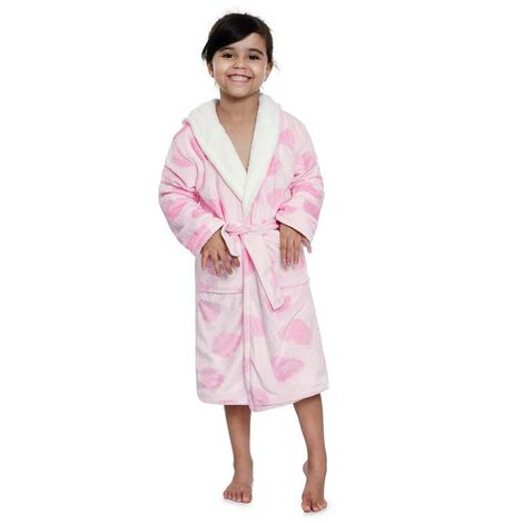 imagem do produto Roupão de Banho Infantil Médio Sherpinha Corações - Catran