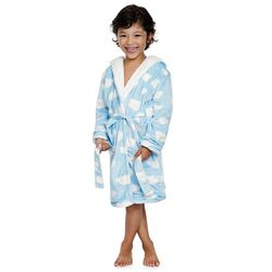 Roupão de Banho Infantil Médio Sherpinha Nuvenzinhas Azul