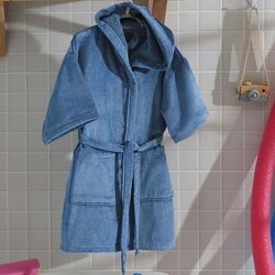 Roupão Infantil Pequeno com Capuz Velour Ju 09 Azul/5457
