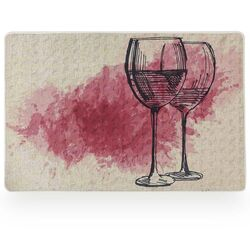 Tapete Antiderrapante Bistrô Vinho 40x60cm Bege/Vermelho