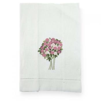 imagem de Toalha de Lavabo Avulsa Bordada Linho Bouquet Hortnsias - Catran