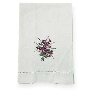 imagem de Toalha de Lavabo Avulsa Bordada Linho Bouquet Violetas - Catran