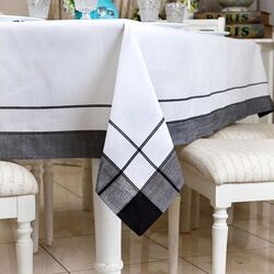 Toalha de Mesa Quadrada 140x140cm Outono Branca/Preto