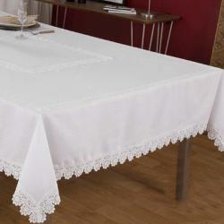 Toalha de Mesa Quadrada 180x180cm Poli Bambu 2338 Branco