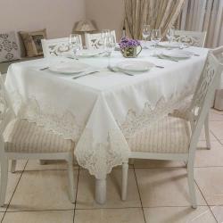 Toalha de Mesa Quadrada 220x220cm Málaga Off White