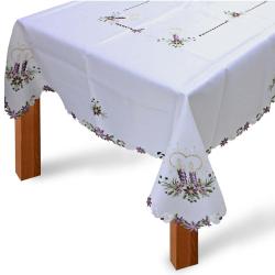 Toalha de Mesa Quadrada 220x220cm Natal 401 Branco/Lilas