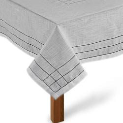 Toalha de Mesa Quadrada 220x220cm Ponto Ajour 331 Cinza