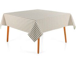 Toalha de Mesa Quadrada Sempre Limpa Zaira 180x180cm Branca/Taupe