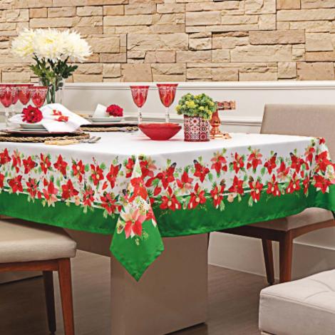 imagem do produto Toalha de Mesa Redonda 150cm Digital Flores de Natal - Linha K