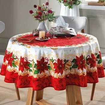 imagem de Toalha de Mesa Redonda 160cm Athenas Natal 110 - Dohler