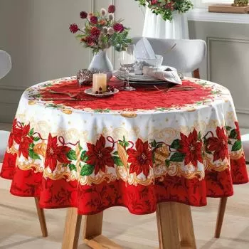 imagem de Toalha de Mesa Redonda 160cm Athenas Natal 110 - Dohler