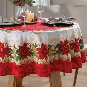 imagem de Toalha de Mesa Redonda 160cm Athenas Natal 110 - Dohler