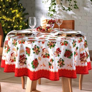 imagem de Toalha de Mesa Redonda 160cm Athenas Natal 111 - Dohler