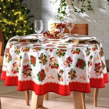 imagem de Toalha de Mesa Redonda 160cm Athenas Natal 111 - Dohler