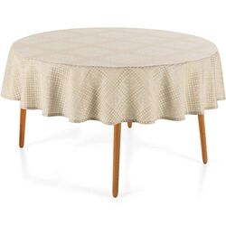 Toalha de Mesa Redonda 178cm Jacquard Beamon Bege