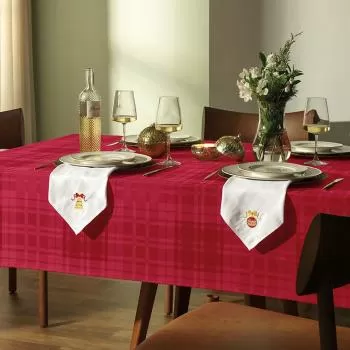 imagem de Toalha de Mesa Redonda 178cm Natal Tartan - Karsten
