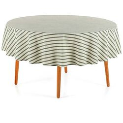 Toalha de Mesa Redonda Sempre Limpa Zaira 178cm Branca/Verde