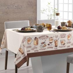 Toalha de Mesa Retangular 140x250cm Café Gourmet Bege/Marrom