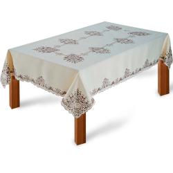 Toalha de Mesa Retangular 180x310cm Bordada 618 Bege