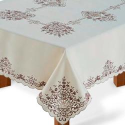 Toalha de Mesa Retangular 180x310cm Bordada 618 Bege