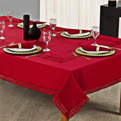 Toalha de Mesa Retangular 180x350cm Natal 1635 Vermelha