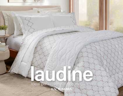 Laudine entrega beleza e luminosidade. Seu conjunto nos apresenta arabescos florais em um resultado que encanta o ambiente com simplicidade harmônica. Ideal para quem busca um jogo de cama sofisticado, confortável e com toque fresco. 