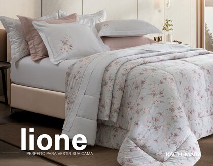 Lione revela profundidade com um magnífico floral em tons rose. Sua proposta romântica transforma o ambiente com leveza e sofisticação.