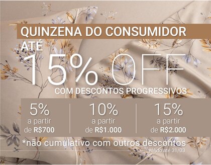 A Quinzena do Consumidor chegou à Catran com oportunidades imperdíveis para renovar o conforto da sua casa. Aproveite uma seleção especial de produtos de cama, mesa e banho com condições exclusivas e qualidade das melhores marcas.  Encontre itens que unem conforto, estilo e durabilidade, perfeitos para transformar seus momentos de descanso e bem-estar. É o momento ideal para garantir produtos que fazem a diferença no seu dia a dia, com preços especiais por tempo limitado.  Aproveite a Quinzena do Consumidor na Catran e leve mais qualidade e aconchego para o seu lar.