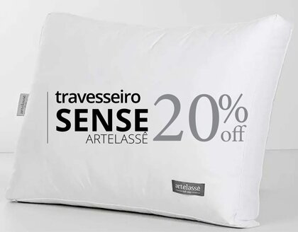 Travesseiro Sense Artelassê com 20% Off por tempo determinado. Confeccionado em Percal, 100% Algodão, 230 fios, enchimento em fibra 100% poliéster, com toque simulando plumas. Travesseiro antialérgico com acabamento lateral com viés duplo branco, produzido no Brasil. O Travesseiro Pluma Sense oferece uma sensação luxuosa de plumas. Com aproximadamente 18 cm de altura, seu perfil mais baixo proporciona um suporte suave, ideal para quem dorme de costas ou de barriga para cima, mantendo a coluna alinhada durante o sono, recomendado também para pessoas com ombros curtos. Perfeito para embalar seu sono!